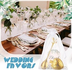 25 Piece Bridal Bouquet Tea Party Favors Tea Spoons Heart Infuser Bulk Balls