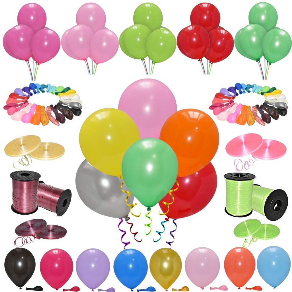 Balloons Latex Helium 5-50 pcs CURLING Ribbons BALLOONS Quality Party Birthday