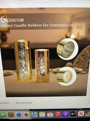 Glasseam 12-Gold Cylinder Vases/Pillers For Candles/Center Pieces 6-6” & 6-4”