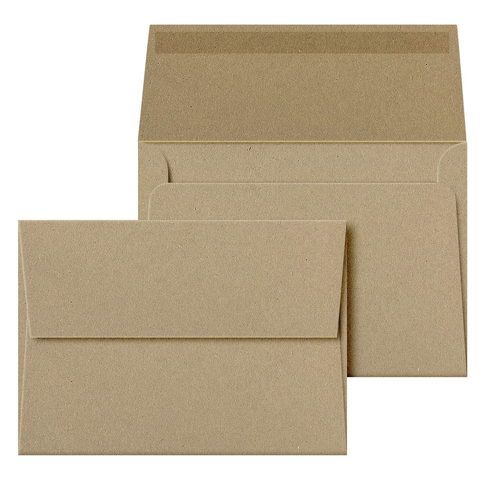 A7 Grocer Kraft Envelopes, 5 1/4″ x 7 1/4″, Square Flap, 70lb Text (105gsm)