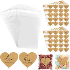 200 Set Self-Sealing Wedding Favor Stickers for Candy Bags 4×6 Inches