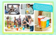 100 Pcs Square Plastic Cup with Lids and Straws 16 oz Clear Disposable Cold