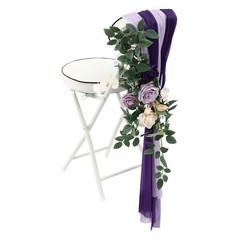 Bohemia Wedding Chair Decorations 6Pcs Purple Beige Green Floral Arrangement