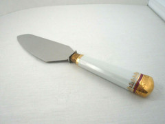 Lenox or Homer Laughlin Georgian Maroon Porcelain Handle Inox Steel Cake Server