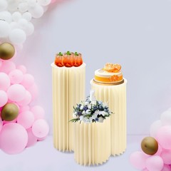 3-piece Foldable Paper Column Display Stands W/ Lights For Graduation/birthday