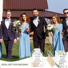 Unique 50 Sets Wedding Favors: Rustic Keychains with Thank You Cards & Bags