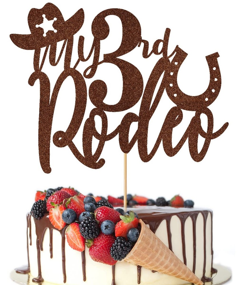 My 3rd Rodeo Cake Topper, third Birthday Cake topper,Western Little Cowboy Th…