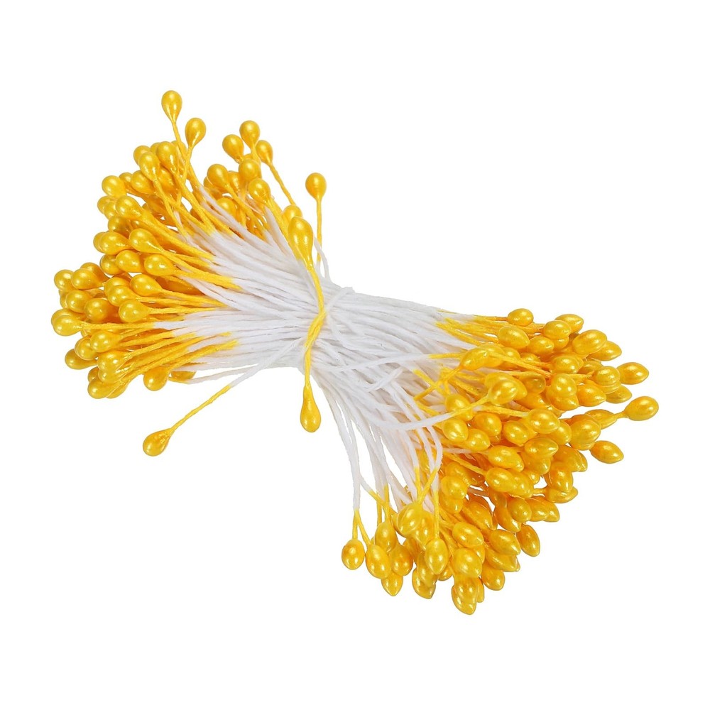 PATIKIL 3mm Double Heads Flower Stamen, 150 Pcs Artificial 3mm, Orange Yellow
