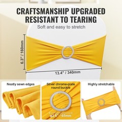 VEVOR 50PCS Gold Stretch Spandex Chair Sashes Elastic Band Wedding Party Dining