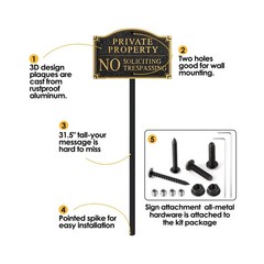Private Property No Soliciting No Trespassing Statement Plaque,Solid Metal Ca…