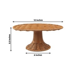 12″ NATURAL Plastic Rattan Wicker Pedestal Cake Stand Wedding Party Dessert
