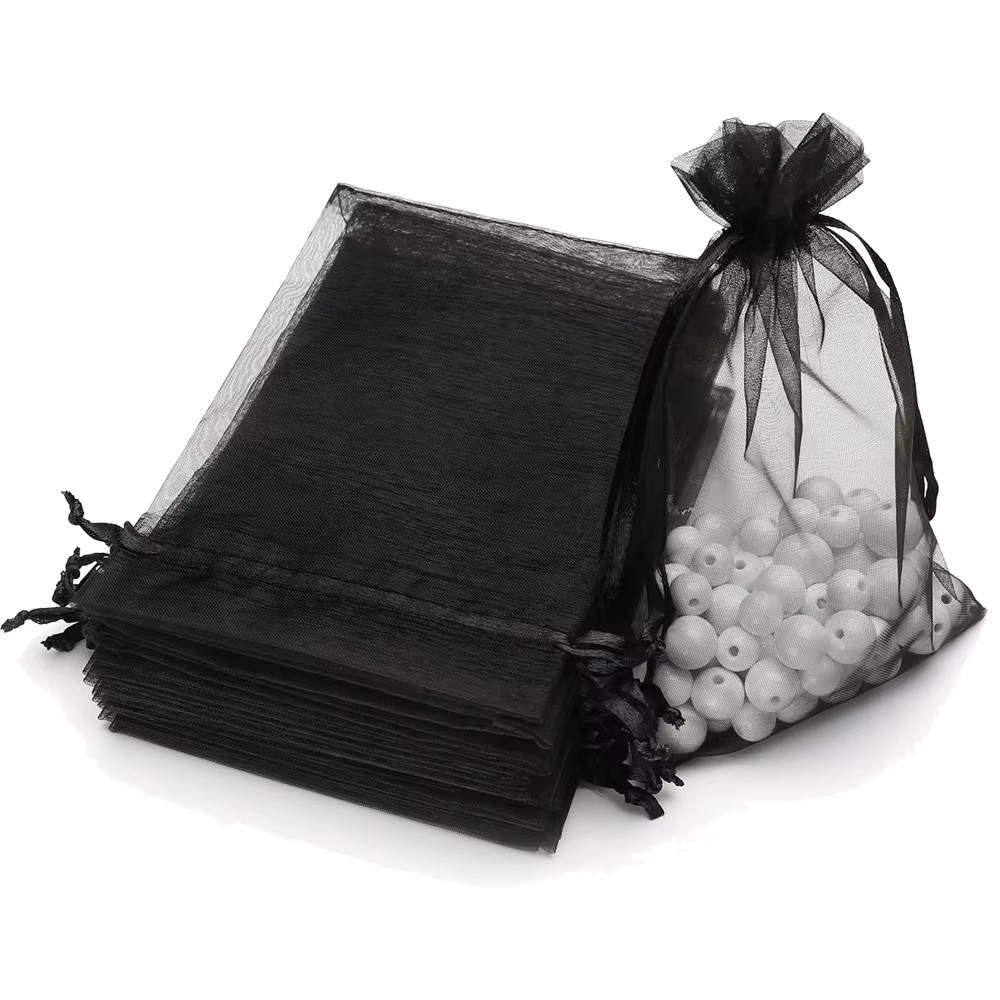 50Pcs Pink Organza Drawstring Jewelry Small Bag for Earring Favor Wrapping Packi