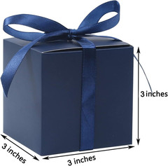 25Pcs Wedding Favor Boxes, Paper Gift Boxes 3X3X3 Inches Small Gift Boxes with R