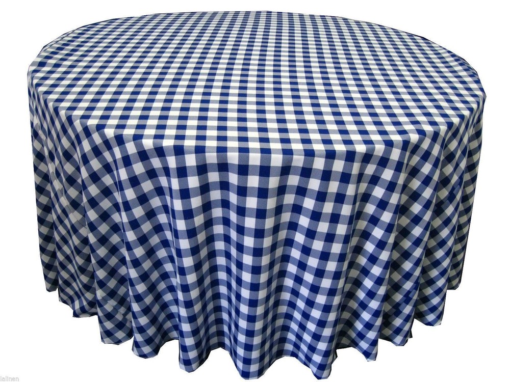5 Round 120 inch Checkered Tablecloths Buffalo Gingham Polyester Made in USA
