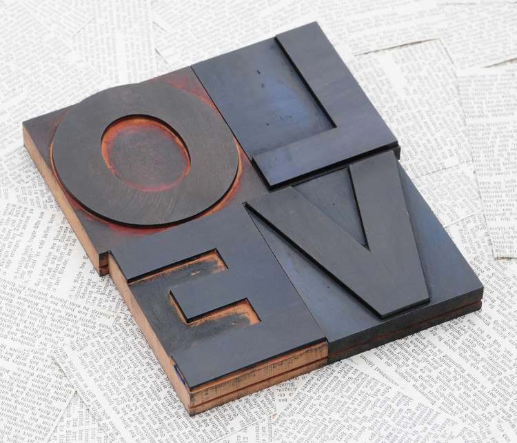 «LOVE» wooden letters printing letters letter vintage shabby chic letterpress wood