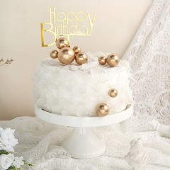 12 GOLD Faux Pearl Balls Cake Topper Picks Cupcake Decorations Wedding Party