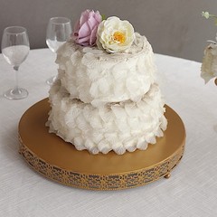 16″ GOLD Metal Fleur De Lis Round Pedestal CAKE STANDS Party Events Decorations