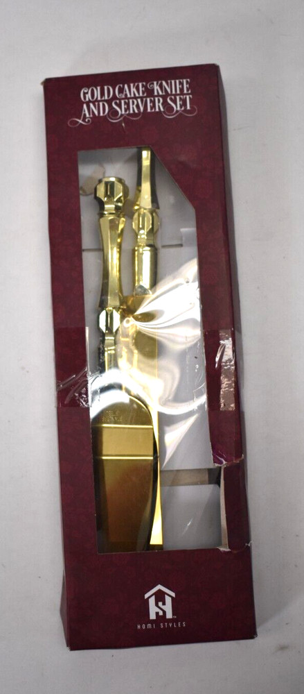 Homi Styles Wedding Cake Knife & Server Set Elegant Gold Color Premium