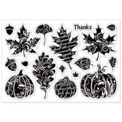 GLOBLELAND Autumn Leaves Clear Stamps for DIY Scrapbooking Fall Pumpkin Silic…