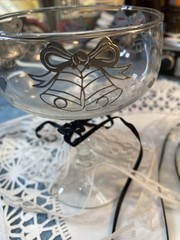 Bride & Groom Wedding Toast Laced Goblets With Wedding Bells AvaC1