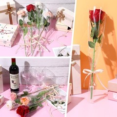 AUGSUN 120 PCS Flower Bags for Bouquets Single Rose Sleeve Transparent Plastic F