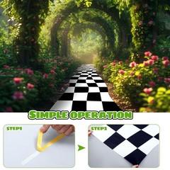 1 PCS Wonderland Party Decoration Black White Aisle Runner Rug Backdrop Art