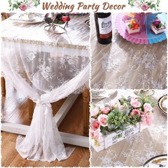 Chumia 10 Pcs Lace Tablecloth Rectangular 60 x 120 Inch 60 X 120 Inch, White