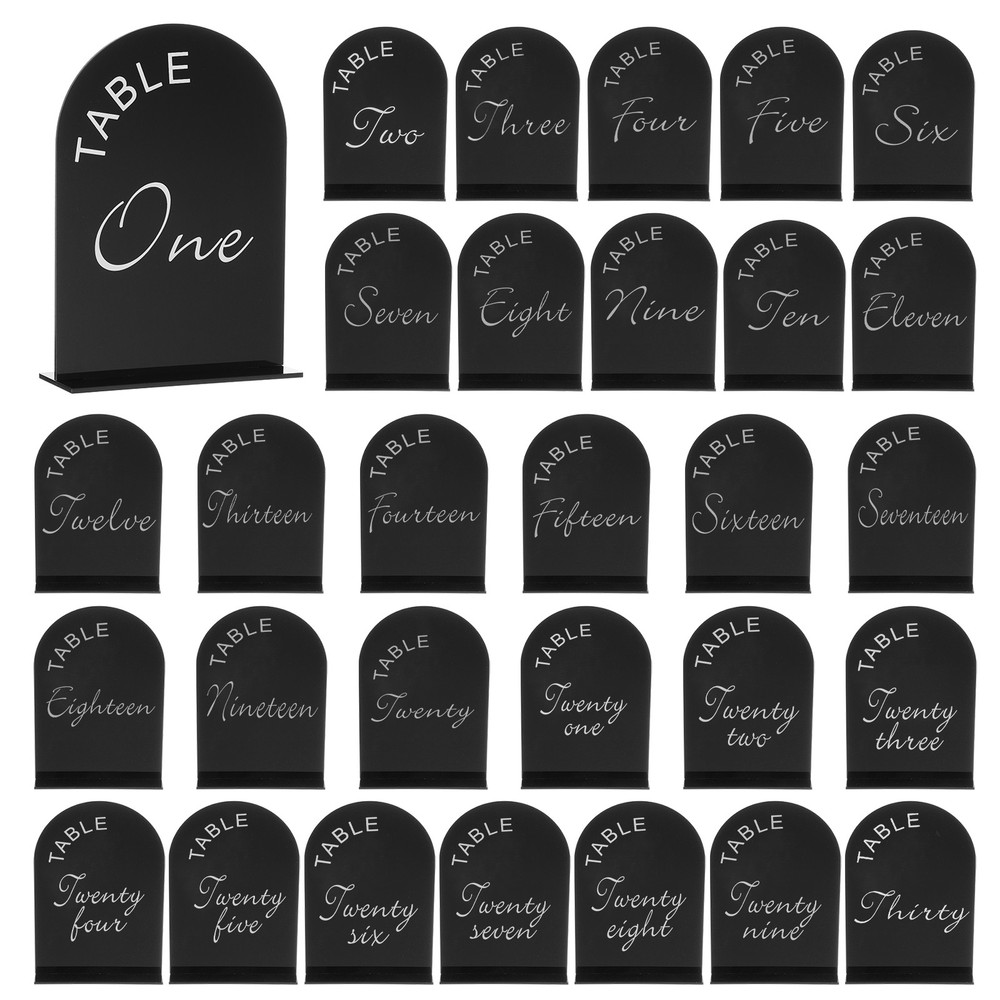 30pcs Black Arch Sign with Stand, 5″x7″ Table Number Holders(Numbers 1-30)