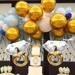 2Pcs Diamond Ring Aluminum Balloon,Wedding Bridal 26 Inches, Multi Colors
