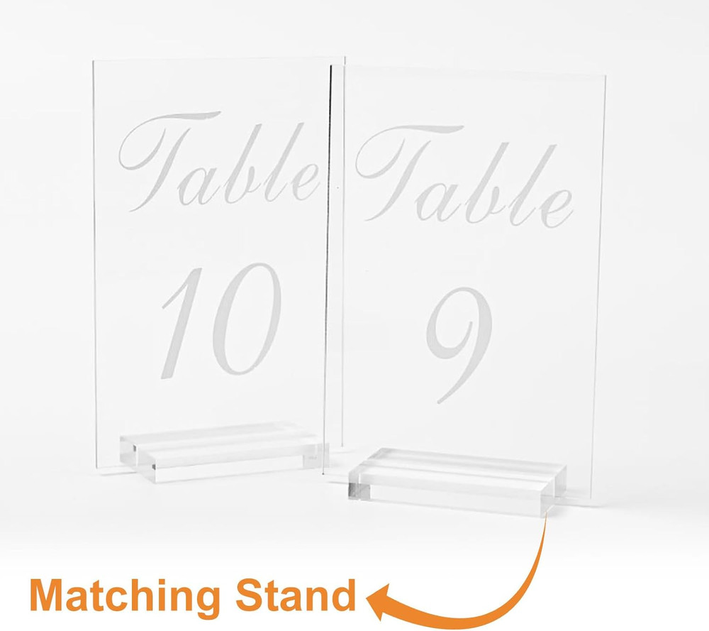 20PCS Acrylic Wedding Table Numbers 1-20 with Stands 4X6In Clear for Wedding Par