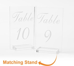 20PCS Acrylic Wedding Table Numbers 1-20 with Stands 4X6In Clear for Wedding Par