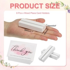 8Pcs, Wood Place Card Holders for Food Signs White