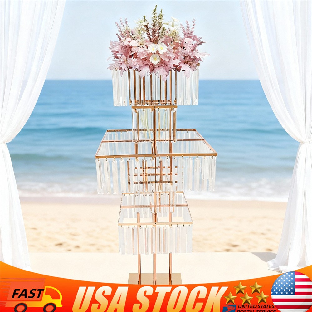 5-Tier Flower Stand Square Flower Vase Stand for Wedding Birthday Party Events