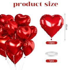 Heart Balloons 12Pcs Heart Shaped Balloons 18Inch Heart Foil Balloons Red