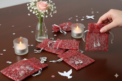 50pcs Red Heart Organza Gift Bags 5″x7″ Drawstring Pouches Jewelry Favor Wedding