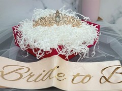 JETKONG 3 Pcs Bachelorette Party Decorations Bridal Shower Crown, Rose Gold