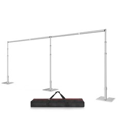 10×20 Pipe and Drape Stand Kit, Heavy Duty Backdrop Stand 10ftx20ft Silver