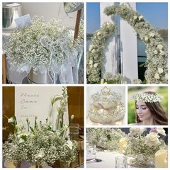 Babys Breath Artificial Flowers Long Stem Baby Breath Flowers 5 Pcs White
