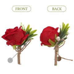 2 Pcs Wedding Groom Corsages Bridal Rose Boutonnieres Flower Decoration