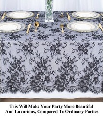 Pardecor Lace Tablecloth Rectangular 60×120 Inch Black Embroidered Lace Table…