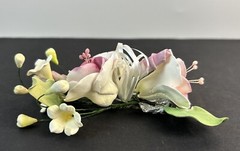 Vintage Porcelain Flowers on Wire Wedding Corsage Pink Handcrafted Unique