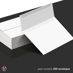 A7 Invitation Envelopes, 5 1/4″ x 7 1/4″, White, Square Flap, 24w(90gsm), 250 Pk