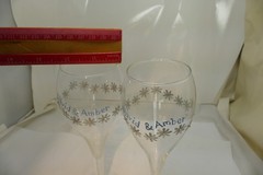 Toasting Clear Glass Set Wedding floral w/Bride Groom Names » David And Amber»