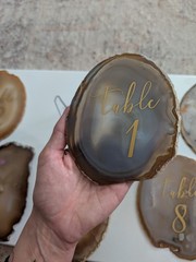 Agate Wedding Table Numbers Set Polished Finish Mixed Colors Centerpiece
