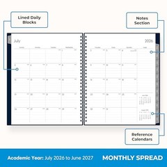 2026-2027 Weekly and Monthly Academic Year 7″ x 9″ Enterprise Navy- 2026/2027