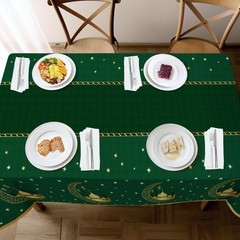 Childom 3 Pack Ramadan Table Cloth,Ramadan 54 x 108 inches, Eid Mubarak-green