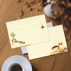 36 PCS Writing Paper and Envelopes Set, Warm Cute Cat Themed Yellow