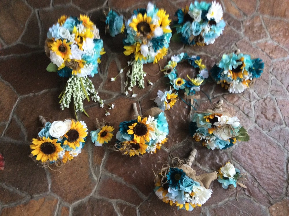 Sunflower wedding flowers package bridal bouquet decorations 9 bouquets