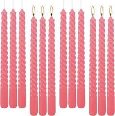 WPONSZU 10 Inch Pink Spiral Taper Candle Set of 12 Pack Unscented 12pink