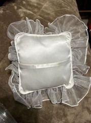 Wedding Ring Pillow & Rose Petals (white, purple & silver) with Diamond Confetti
